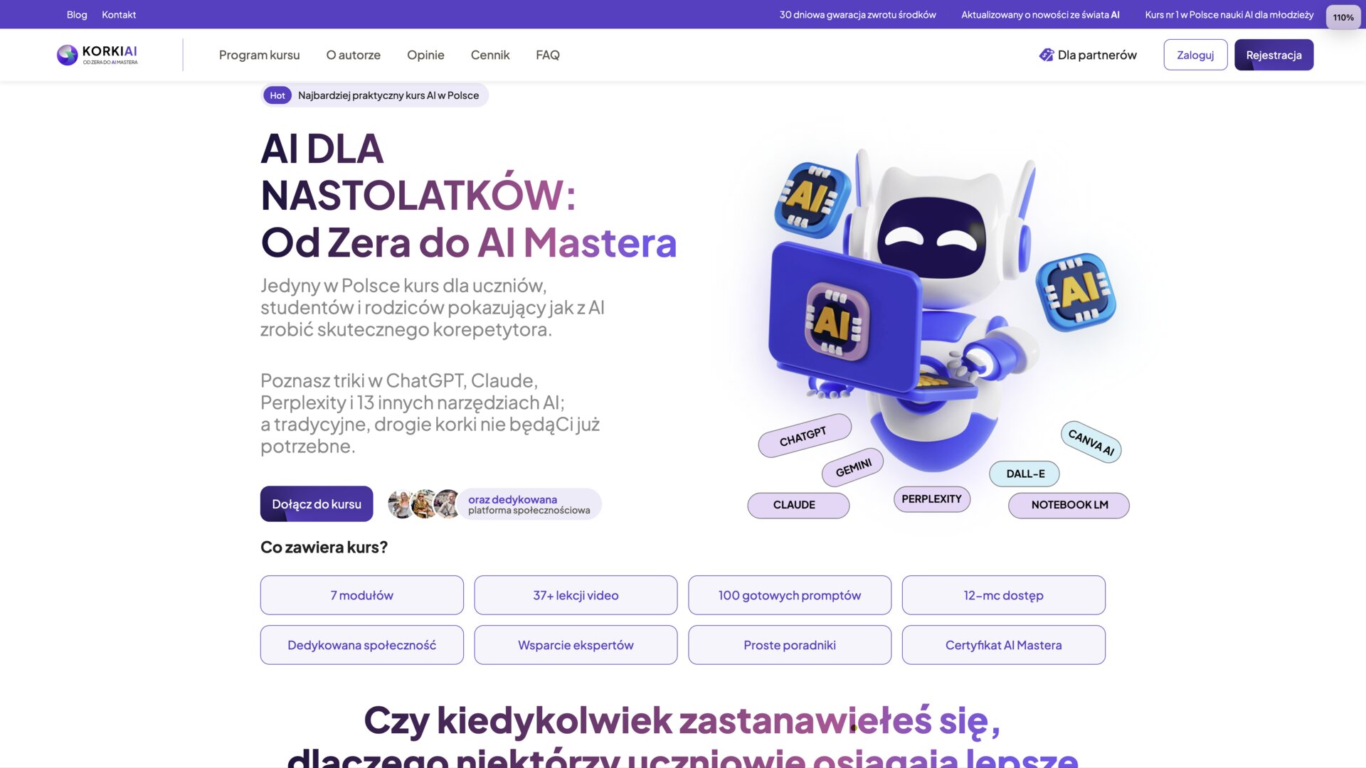 KorkiAI - platforma kursowa z AI dla nastolatków